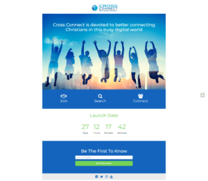 People jumping in the air full of excitement and joy. There is also a countdown date and newsletter site of form in the image.